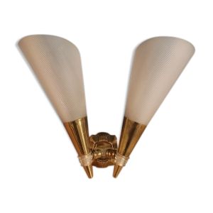 Applique abat jour style art déco support laiton Tulipe ancien dp 0322106