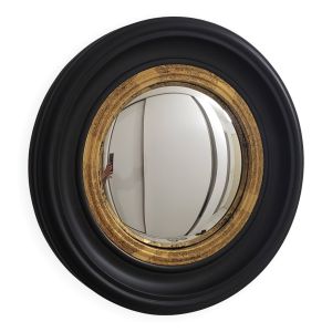 Miroir œil de sorcière en bois noir et doré