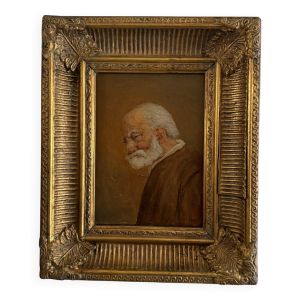 Huile sur panneau portrait d'homme barbu XIXe par Jean