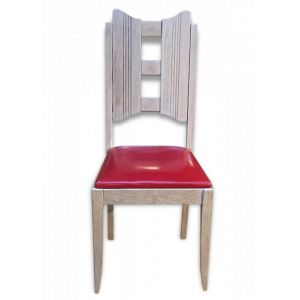 Chaise en chêne & skaï rouge