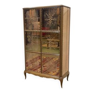 Armoire miroir Art déco des années 1950 en hêtre - Portes et cotés habillés