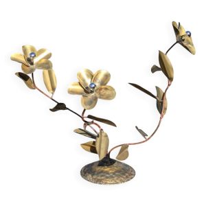 Lampadaire Lampe fleur vintage en laiton – style Hollywood Regency 1960
