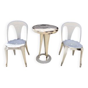 Guéridon + 2 chaises Tolix Joseph mathieu