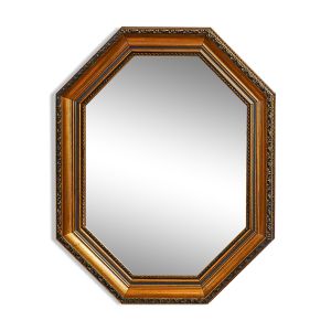 Miroir mural octogonal doré, cadre mouluré