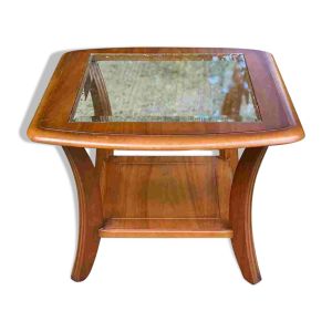 Table basse scandinave carrée Simeuble bois courbé et verre 60cm