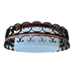 Plafonnier vintage en fer forgé année 50 60 lustre