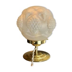 Lampe à poser globe vintage en verre dépoli pressé art déco - circa 20