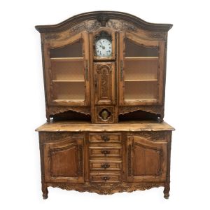 Buffet provençal en noyer massif Buffet deux corps a pendule XIX siècle