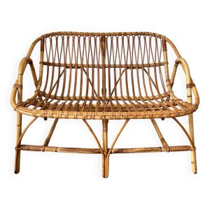 Banquette en rotin vintage