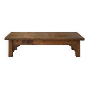 Table basse en orme massif 2 petits tiroirs 1950's
