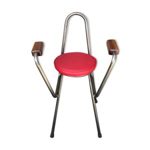 Chaise de bar en métal et skaï industriel années 70