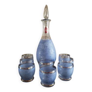 Service à liqueur granité bleu année 50
