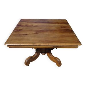 Table de salle à manger carrée, pied central, 8 personnes