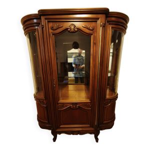 Argentier, vitrine en merisier massif