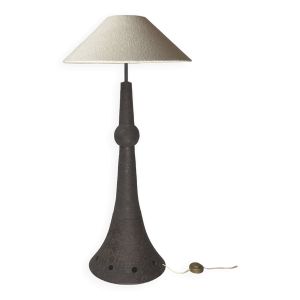 Abat-jour Brutaliste Wabi Sabi en Bouclé et Lampadaire en Céramique, 1960s