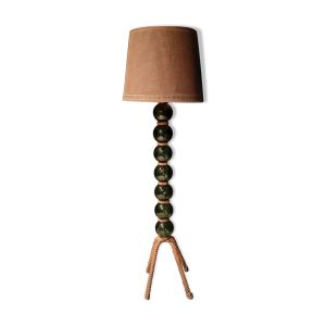 Lampadaire vintage en corde et boules de verre