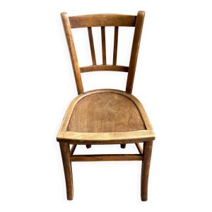Chaise bistrot en hêtre foncé et assise gaufrée