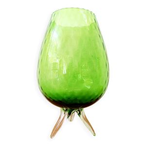 Vase photophore en verre d’Empoli vert