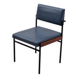 Chaise en métal, teck et skaï, Allemagne 1960