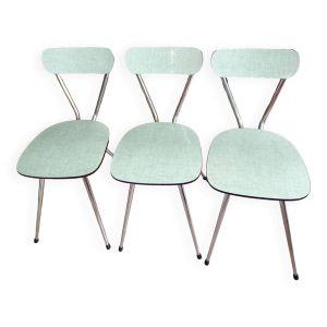 Série de 3 chaises en formica vert