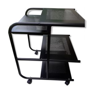 Desserte en métal noir 4 tablettes sur roulettes