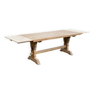 Table de monastère extensible rénovée en chêne massif brut 180 260cm