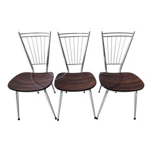 Lot de 3 chaises en formica et chrome années 70