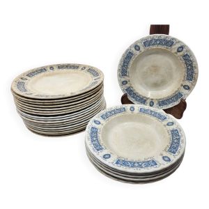 Assiettes Ridgway Portland en faïence Anglaise (Lot de 17)