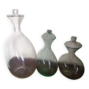 3 biberons de berger anciens en verre soufflé