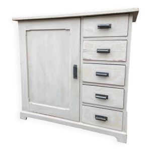 Meuble type Farinier alsacien Brotschrank Rustique vers 1910 sapin Peint buffet Meuble métier Art Po
