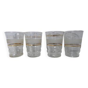 4 anciens verres granités blancs vintage