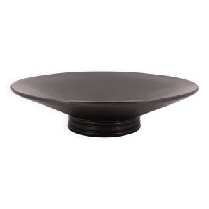 Centre de table noir en céramique sur pied, La Bergerie Vallauris