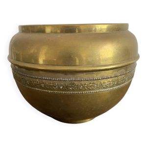 Cache pot en laiton doré Villedieu