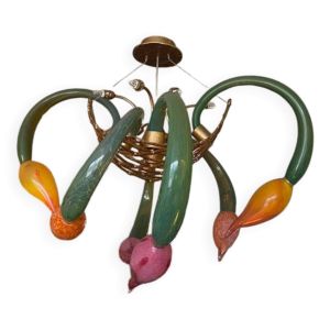 Lustre en verre multicolore