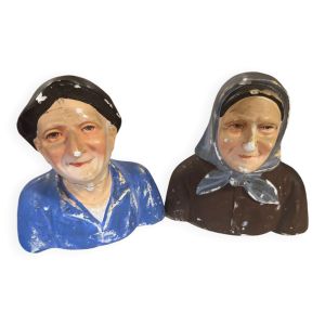 Couple buste en platre