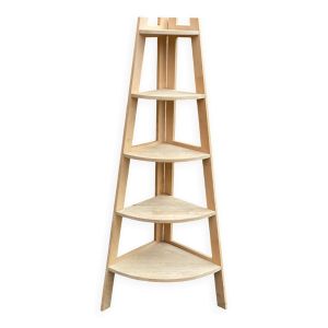 Étagère d'angle vintage en quart de rond en bois massif 5 niveaux