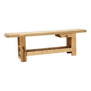 Grand établi de menuisier en chêne et sapin - Ancien meuble de métier