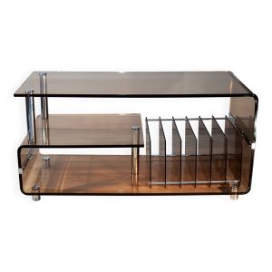 Table basse, Meuble TV Hi-Fi, Plexiglas, Michel Dumas, Roche Bobois 1970