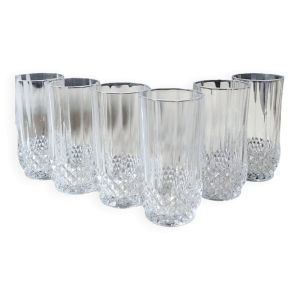 Lot 6 Verres à Eau/soda/Orangeade. Mod. Longchamp/Cristal Arques