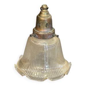 Suspension holophane verre et laiton