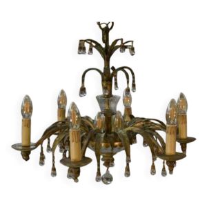 Suspension en tôle et pampilles attribué à la Maison Jansen 1970’s