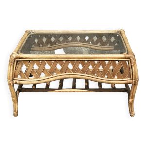 Table basse rectangulaire, bambou, rotin et osier, vintage, années 60