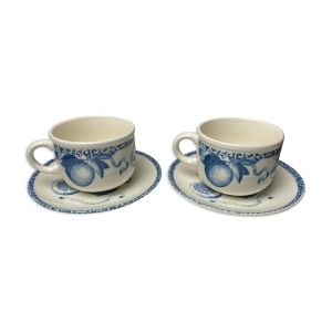 Duo de tasses et sous-tasses en porcelaine anglaise ''Tudor