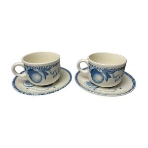 Duo de tasses et sous-tasses en porcelaine anglaise "Tudor