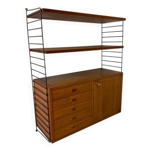 Unité murale scandinave vintage en teck danois du milieu du siècle par Nisse Strinning pour String, années 1950