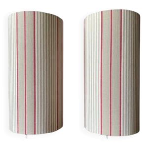Paire de lampes de chevet en tissu rayé toile à matelas