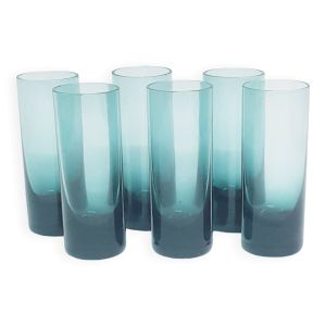 Grands verres à liqueur bleu sarcelle fumé