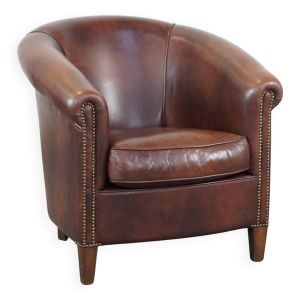 Fauteuil club en cuir de vache de style anglais