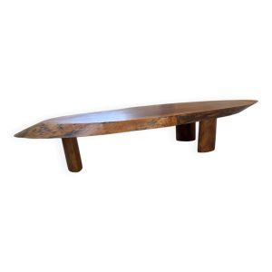 Table basse années 50 plateau bois exotique XXL