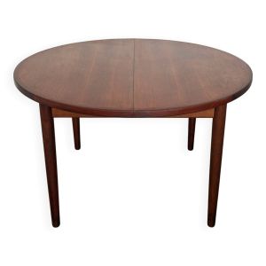 Table à manger ronde en teck avec rallonge, années 1960